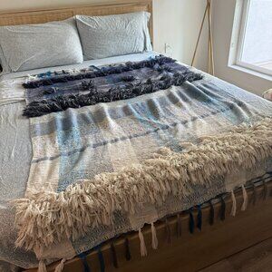 The Cutest Anthropologie Bloomfield Woven Throw Blanket in Blue